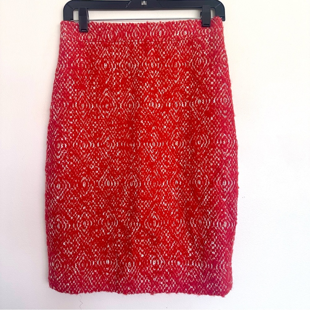 J. Crew Vibrant Orange and White Textured Pencil Skirt Size 4